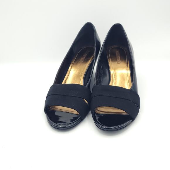 Ellen Tracy patent black peep toe wedges women's size 8.5 - Picture 7 of 10